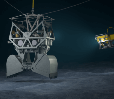 Lowering the GES deep sea excavation system