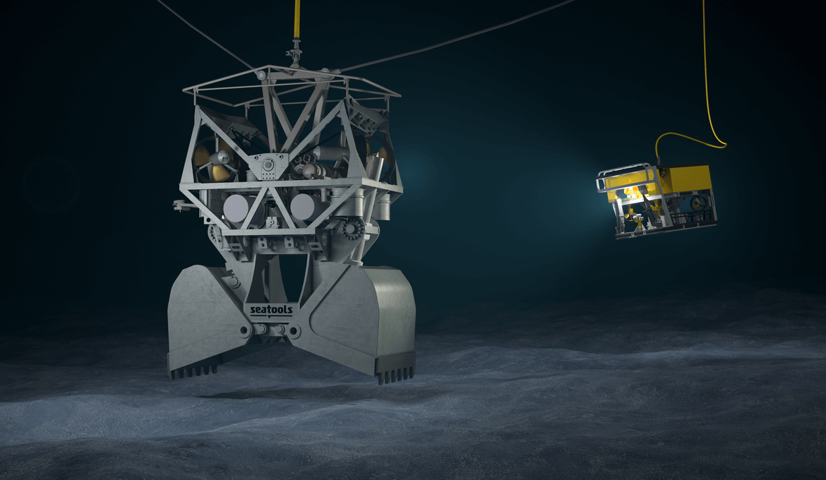 Lowering the GES deep sea excavation system